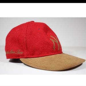 Aime Leon Dore Red Wool Yankees New Era Strapback Brown Suede Bill